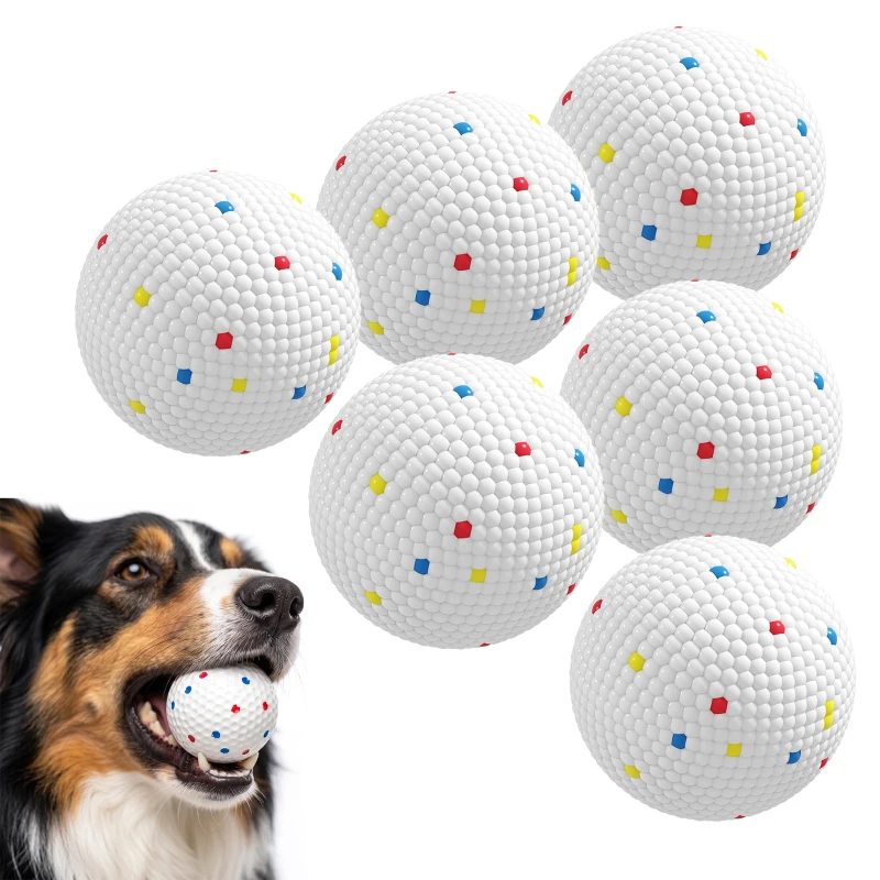 PawHut Pack of 6 ETPU Dog Balls Compatible with Automatic Launcher Buoyant and Bouncy Ø 5.8 cm White
