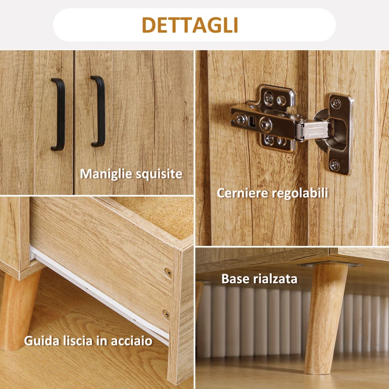 HOMCOM Armadio 2 Ante a Battente con 2 Cassetti e Asta Appendiabiti, 80x54x180 cm, Legno