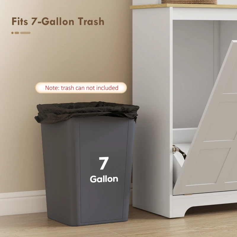 HOMCOM 175cm Tall Kitchen Cabinet, Kitchen Cupboard with Rubbish Bin Cabinet, 3 Door Shelves and 2 Acrylic Doors, White