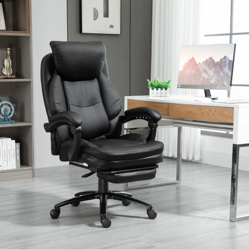 Vinsetto Chaise de bureau fauteuil de bureau ergonomique grand confort hauteur réglable dossier inclinable repose-pieds pivotant à 360 ° 73 x 66 x 118 cm noir