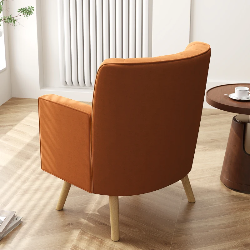 HOMCOM Fotoliu Modern cu Spătar Înclinat, din Material Textil cu Efect de Catifea, 70x76x92 cm, Maro