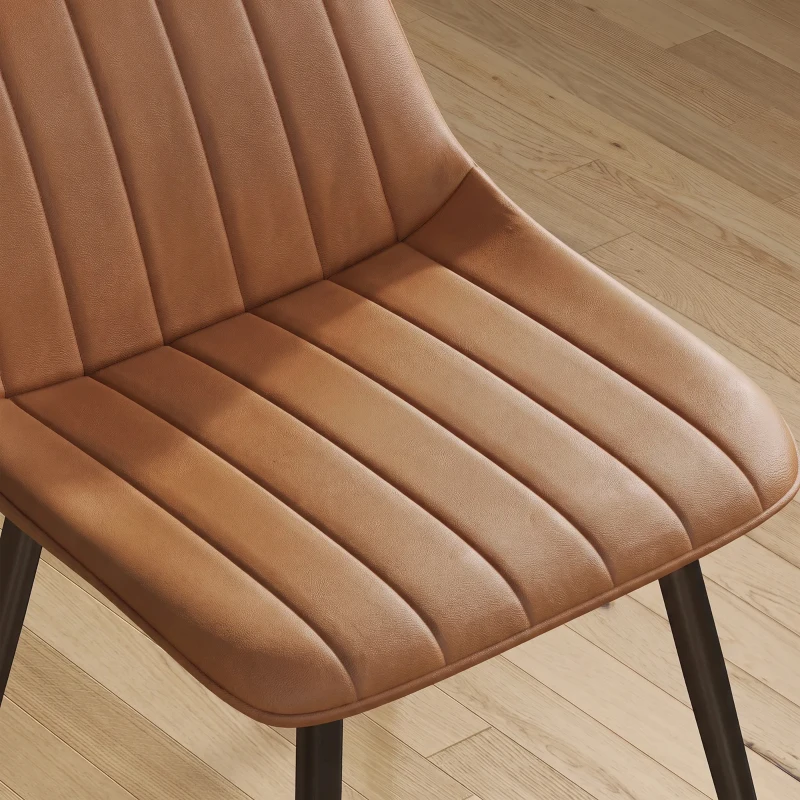 HOMCOM Conjunto de 2 Cadeiras de Sala de Jantar Modernas, Encosto e Assento Curvados, em Revestimento Sintético, 51x61x78cm, Castanho