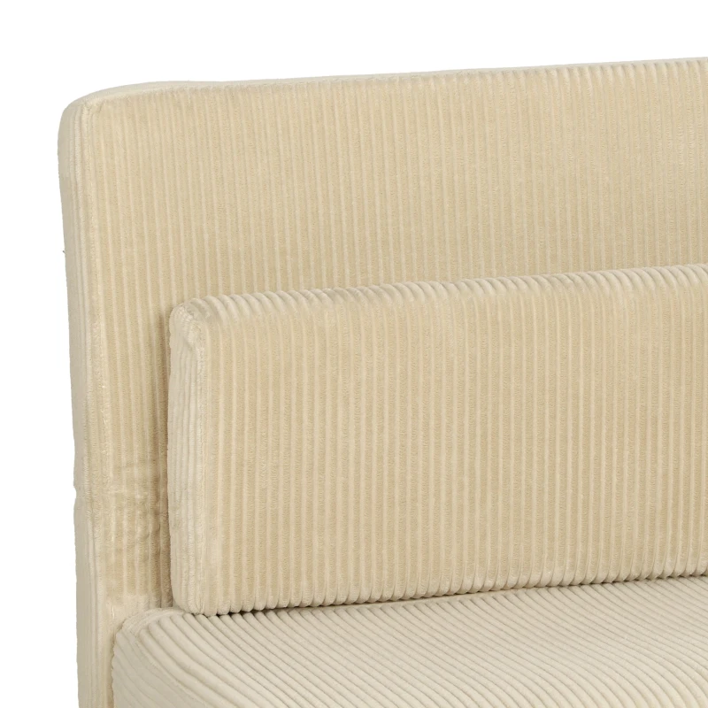 HOMCOM Sillón Cama 3 en 1 Plegable de Pana con Respaldo Regulable y Cojín Beige