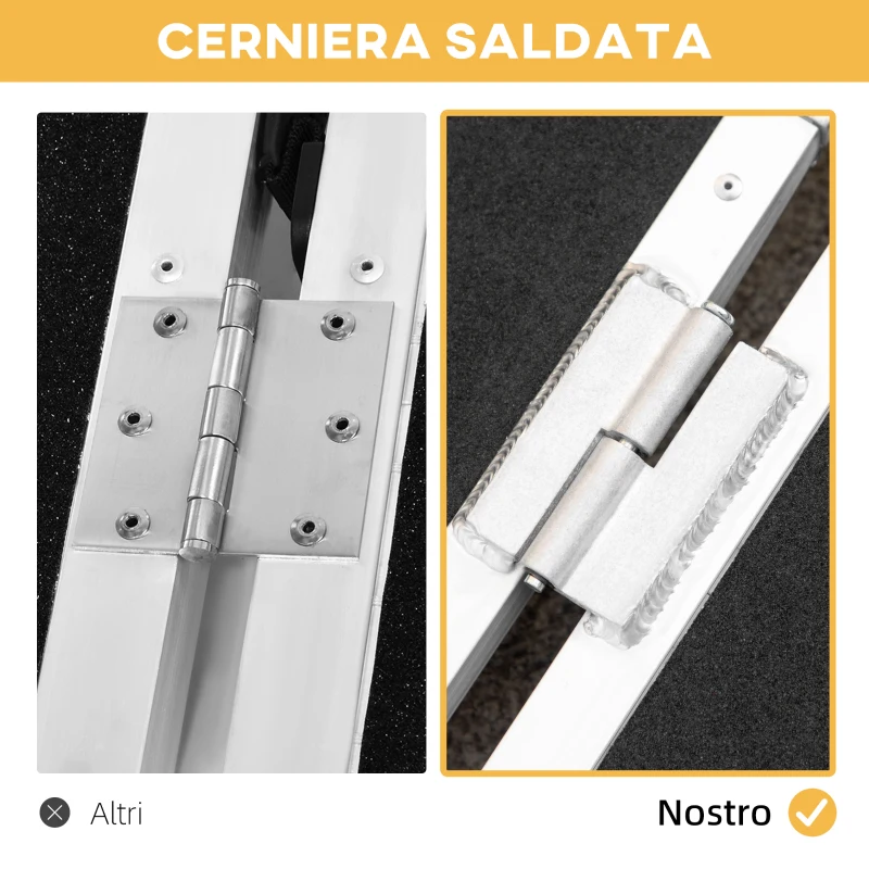 HOMCOM Rampa per Sedia a Rotelle Pieghevole con Guide Laterali, in Lega di Alluminio, 61x72 cm, Argento e Nero