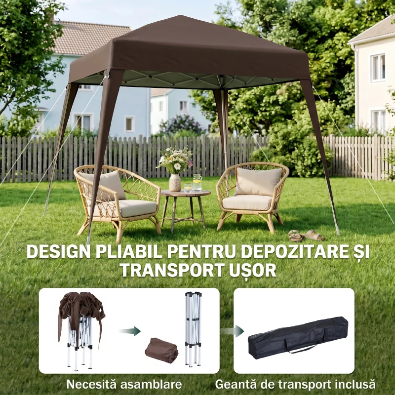 Outsunny Foisor Pliabil 2.4x2.4m, Foisor de Gradina Structura