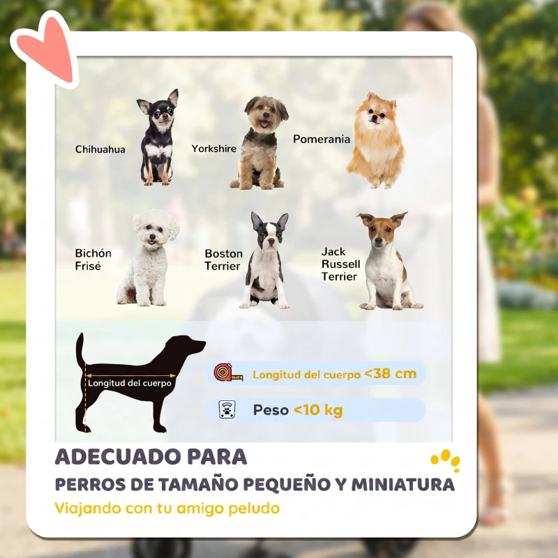 PawHut Cochecito para Perros Plegable de 4 Ruedas de EVA Giratorio y Freno Ventanas de Malla Cojín Lavable Portavasos Gris