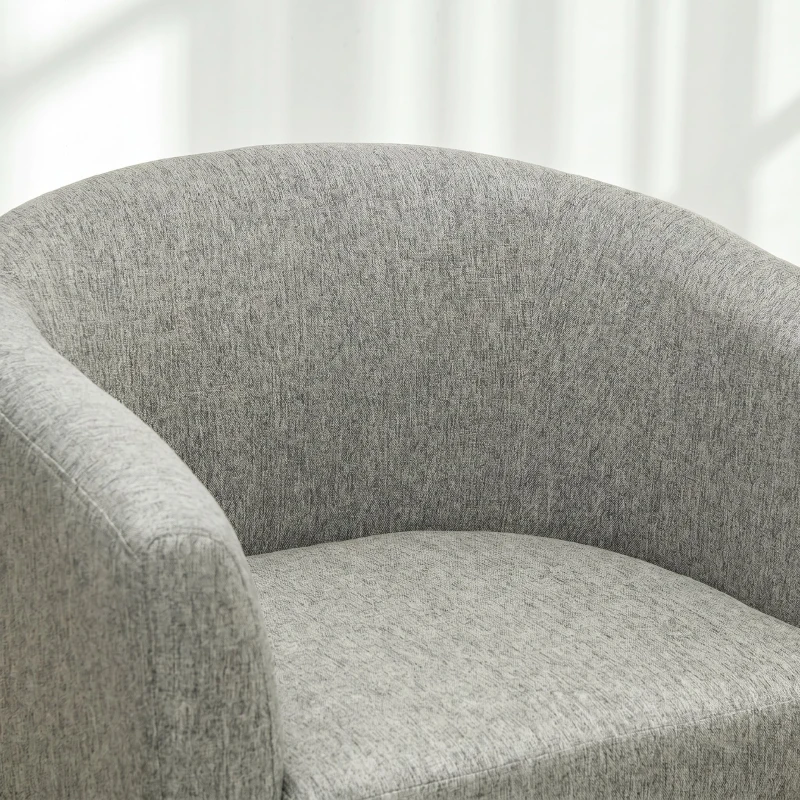 HOMCOM Fotoliu Modern tip Scoică din Material Textil cu Aspect de In și Picioare din Lemn, 74x63x73cm, Gri