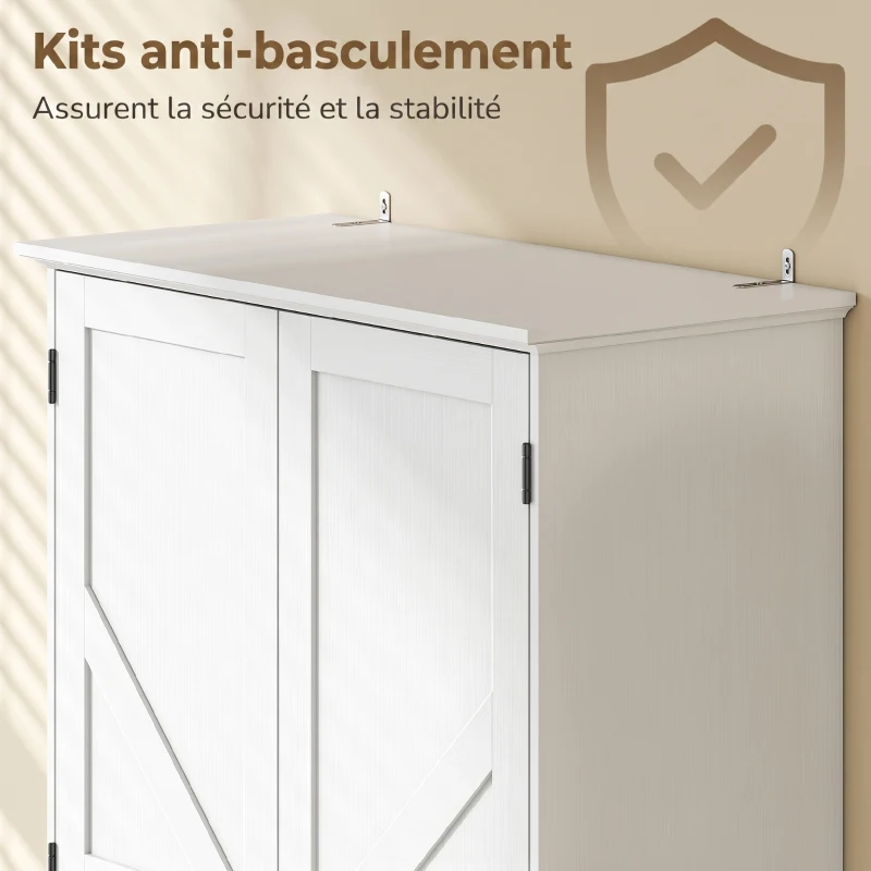 HOMCOM Buffet haut cuisine, armoire de cuisine 2 portes, 2 tiroirs, 6 porte-racks, étagères réglables, 80x39,5x184,5cm, blanc