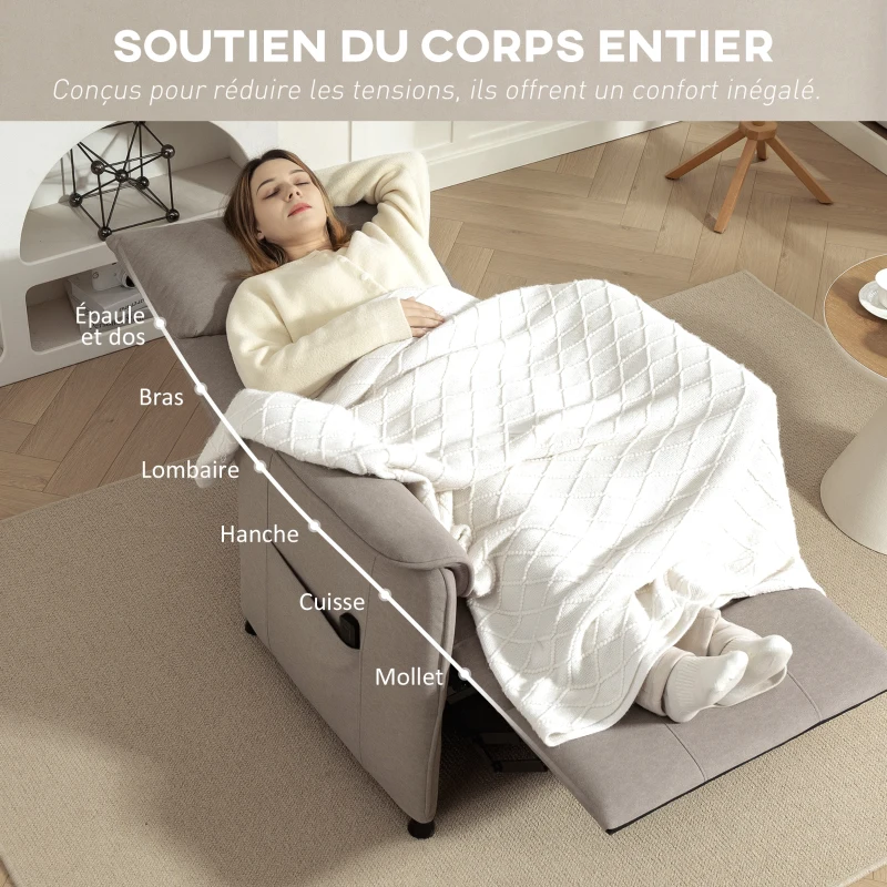 HOMCOM Fauteuil relax électrique avec fonction mémoire, repose-pieds rétractable, télécommande, marron