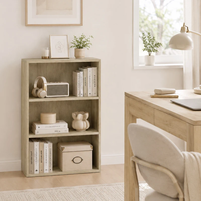 HOMCOM Estante de Armazenamento com 3 Compartimentos e Prateleira Ajustável 60x24x93 cm Madeira Natural
