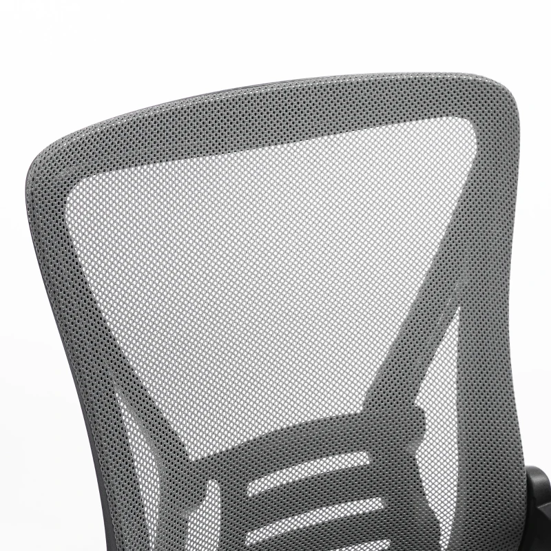 HOMCOM Office Chair, Ergonomic Desk Chair No Wheels with Mesh Backrest and Steel Legs for Home Conference Room, Dark Grey