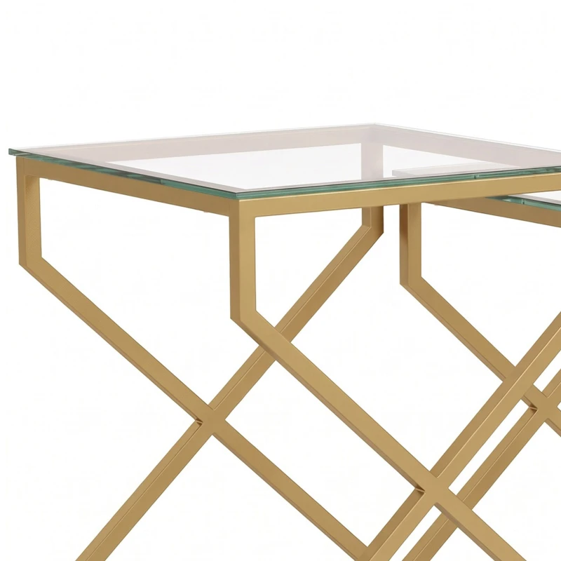 HOMCOM Nest of Tables, Side Table Set of 2 with Transparent Top, Coffee Table Set with Tempered Glass Top, Transparent