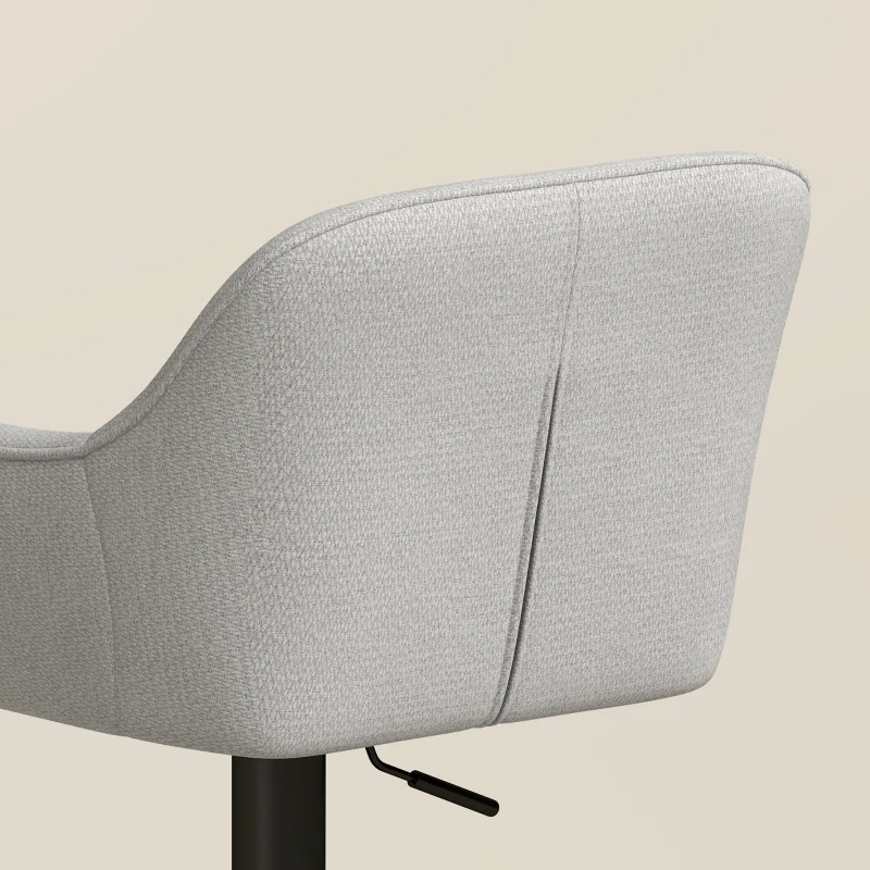 HOMCOM Banquetas de Bar Conjunto de 2, Banquetas em Chenille, Altura Ajustável, Rotação 360°, Encosto e Apoiápés, Cinza