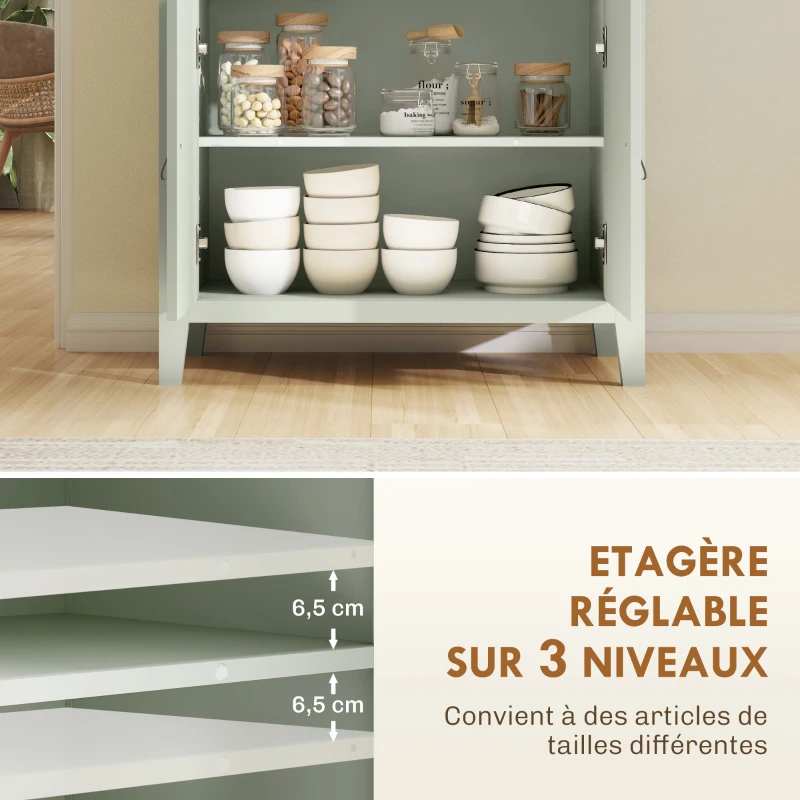 HOMCOM Buffet salon, meuble de rangement avec tiroir, double porte, étagère réglable, 80 x 40 x 90 cm, vert clair