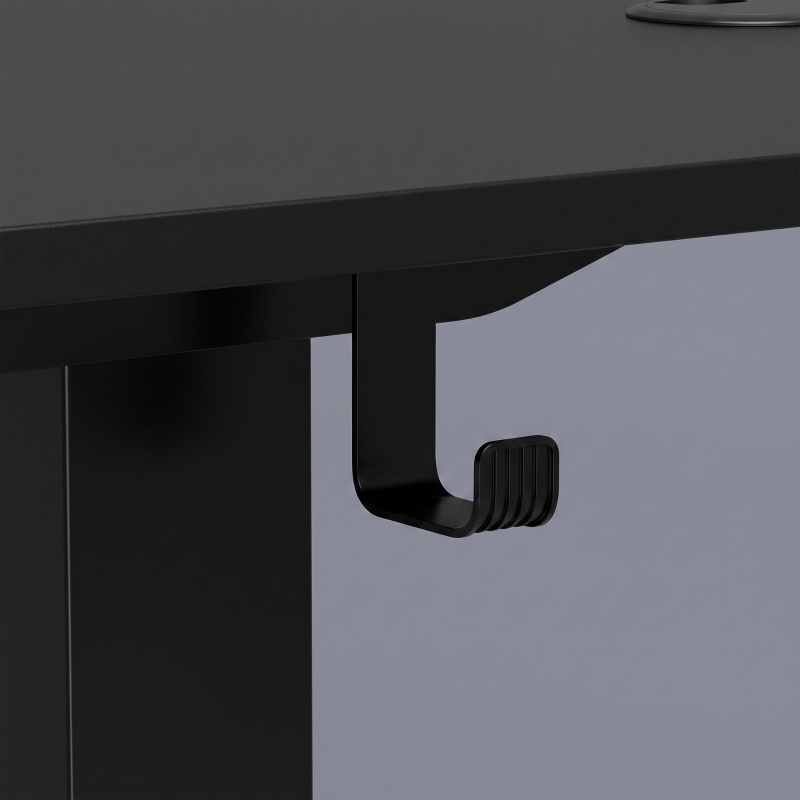 HOMCOM Standing Desk Memory Control Height Adjustable Desk 2 Cable Holes LED Display Sit Stand Desk Black