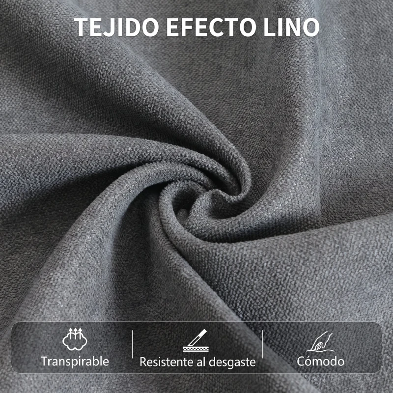 HOMCOM Sillón Reclinable Manual 150° Sillón Relax Tapizado en Tela Aspecto Lino con Reposapiés y Reposabrazos Acolchados Girs