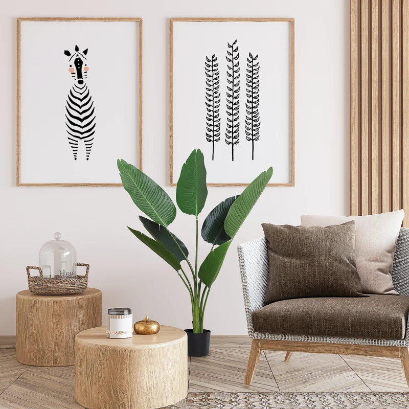 Outsunny Plantă Artificială Pasărea Paradisului, Înaltă de 120 cm, cu Ghiveci pentru Interior și Exterior