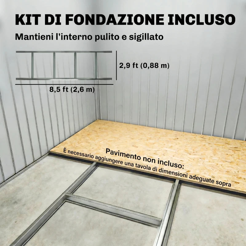 Outsunny Casetta da Giardino con 4 Prese d'Aria e 2 Porte Scorrevoli in Acciaio, 277x195x192 cm, Marrone