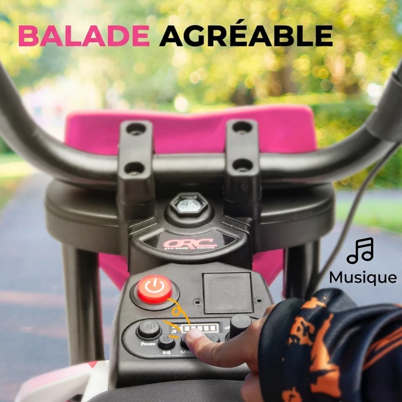AIYAPLAY Moto électrique pour enfant moto cross pour enfants de 3 à 6 ans 2 moteurs 12V vitesse 5 km/h 109,5x60x72,5cm rose