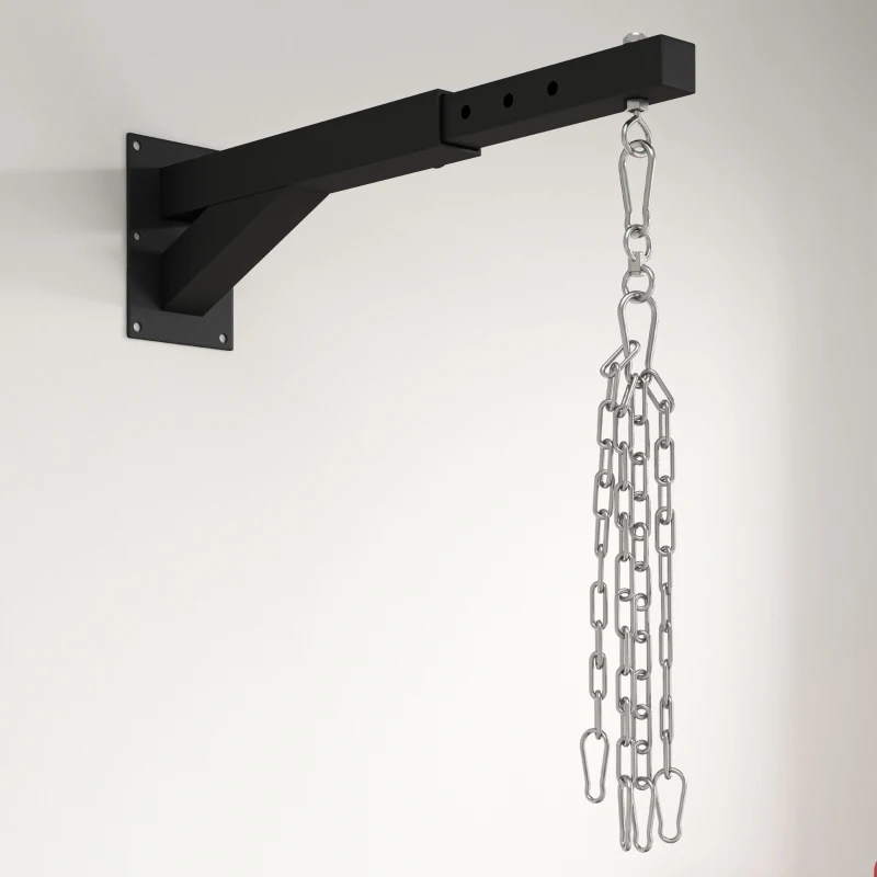 SPORTNOW Soporte Saco Boxeo de Pared con Distancia Ajustable Gancho Giratorio Cadenas 45-65 cm Negro