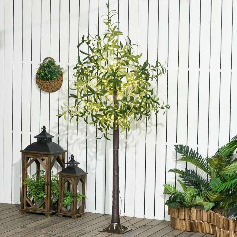HOMCOM 300 LED Light Decorative Artificial Olive Tree - Green
