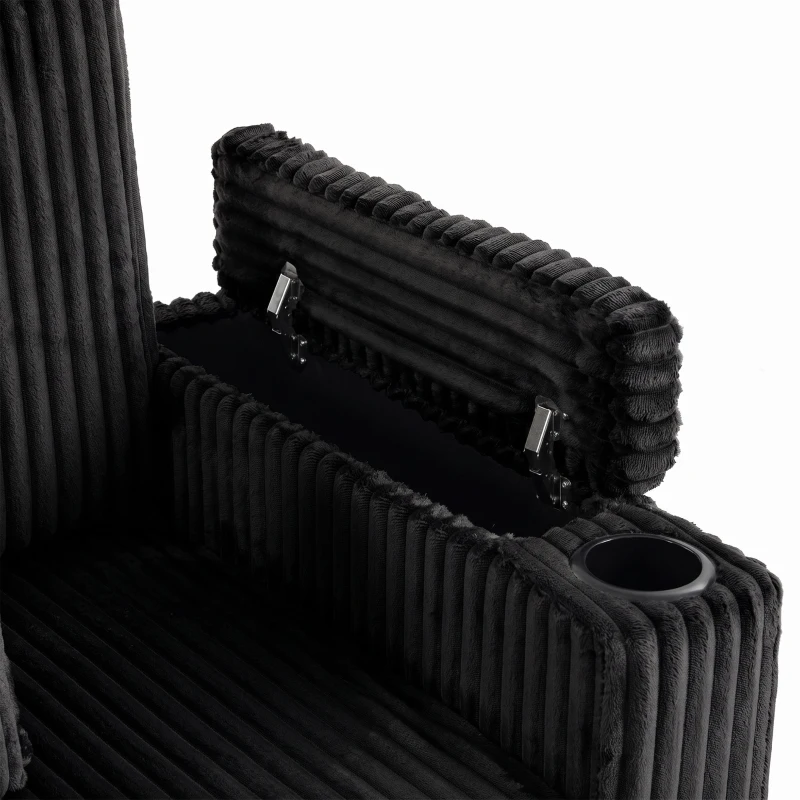 HOMCOM 2 Seater Sofa Bed, Pull Out Sleeper Sofa w/ Adjustable Backrest, Storage Armrests, Cup Holders, Side Pockets, Black