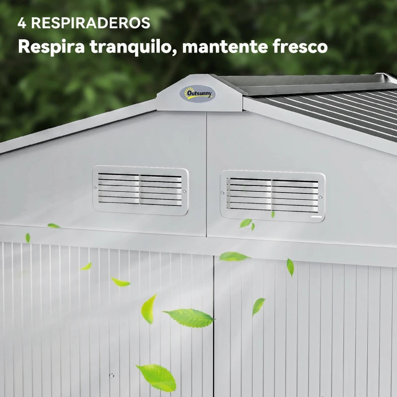 Outsunny Cobertizo de Jardín 2,5 m² para Herramientas con Kit de Cimentación y Puerta para Candado de Acero Gris