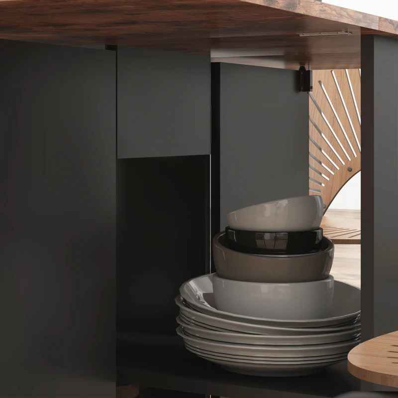 HOMCOM Table à manger pliante table de cuisine extensible pour 2 à 4 personnes 2 abattants 120 x 72 x 75 cm rustique et noir