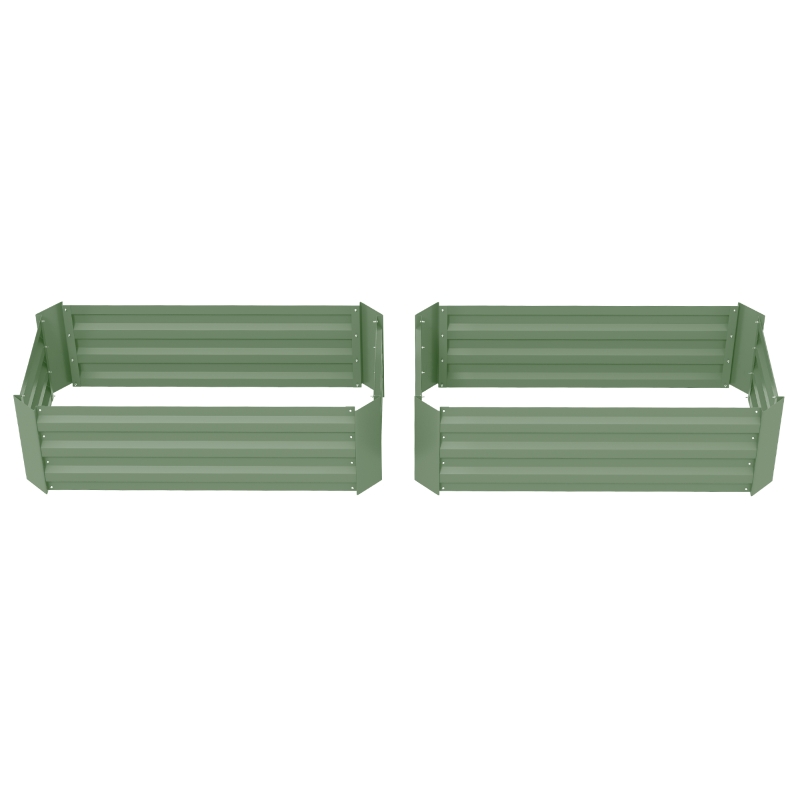 Outsunny Juego de 2 Jardineras Exterior Grandes de Acero Galvanizado Huertos Urbanos para Terraza Jardín 100x50x30 cm Verde