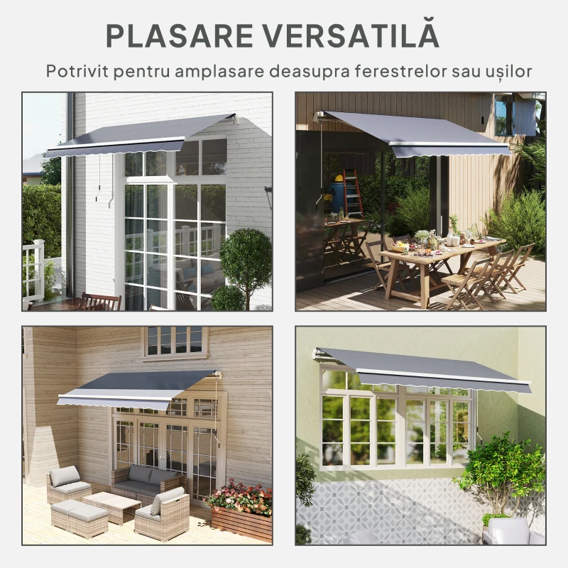 Outsunny Material de Înlocuire pentru Cort Retractabil 4x3 m din Poliester Anti UV 50+ Gri