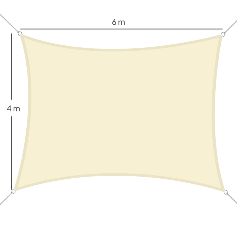 Outsunny Voile d'ombrage rectangulaire 4x6m toile ombrage extérieur protection anti-UV, pour jardin terrasse extérieur patio piscine balcon, crème