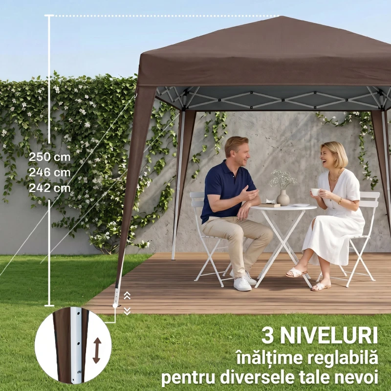 Outsunny Foisor Pliabil 2.4x2.4m, Foisor de Gradina Structura