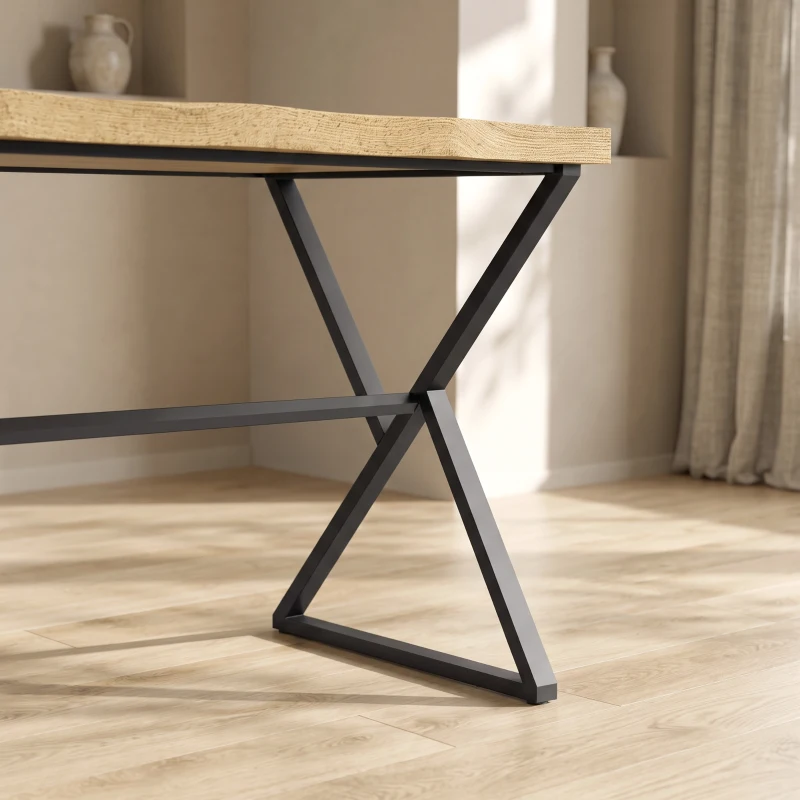 HOMCOM Mesa de Comedor para 2 Personas, Mesa de Cocina, Estilo Moderno con Tablero Grueso, 110 x 67 x 75,5 cm, Negro y Roble