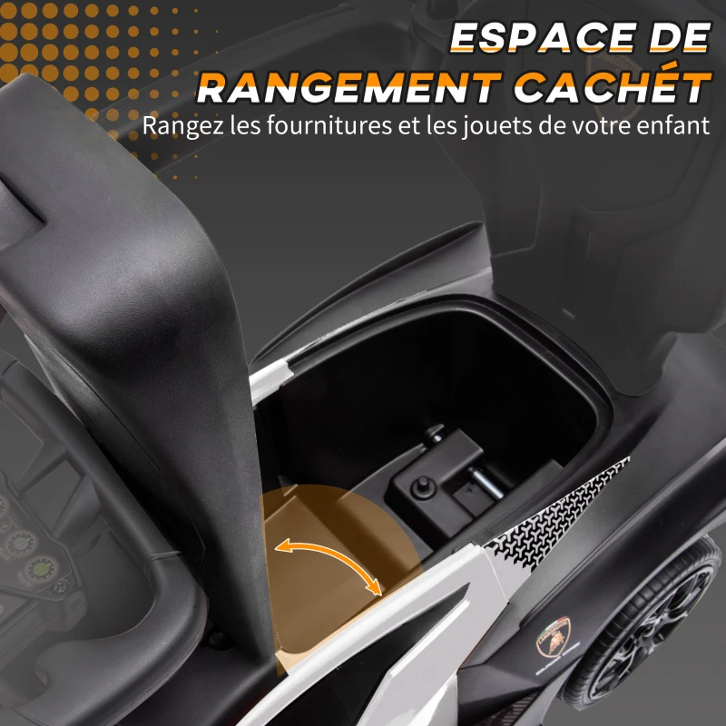 AIYAPLAY Voiture à pousser pour enfants porteur enfants 1 à 3 ans multi-équipée avec poignée de poussée, klaxon et volant, Blanc
