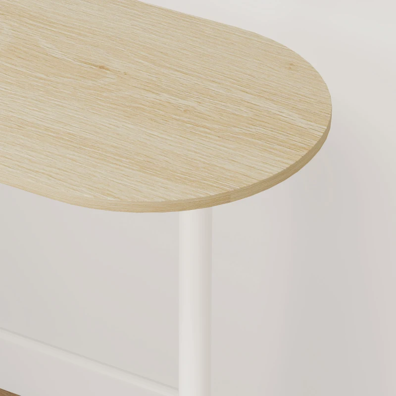 HOMCOM Escritorio Irregular 100x59 cm con 6 Compartimentos 4 Estantes Regulables y Estructura de Acero Roble