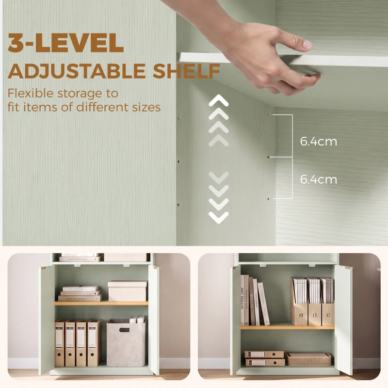 HOMCOM Bookcase Adjustable Shelf Bookshelf Anti-Tip Hardware 6-Tier, Light Green