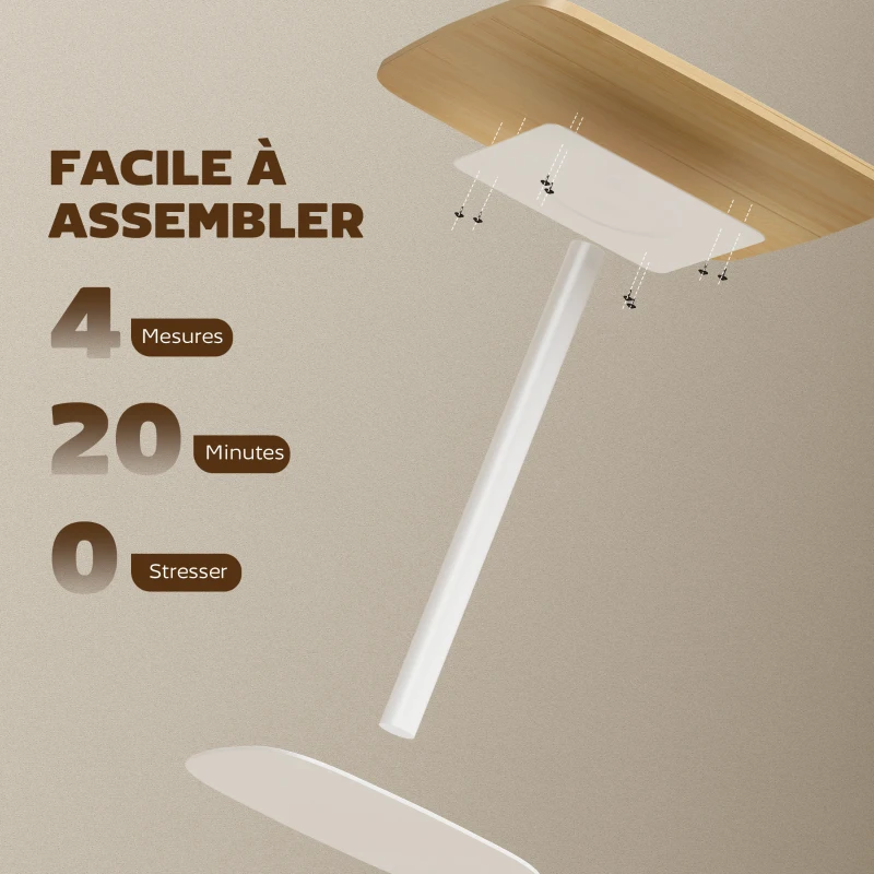 HOMCOM Table à manger carrée pour 2 personnes table de cuisine plateau en effet bois base carrée 60x60x75cm effet bois naturel