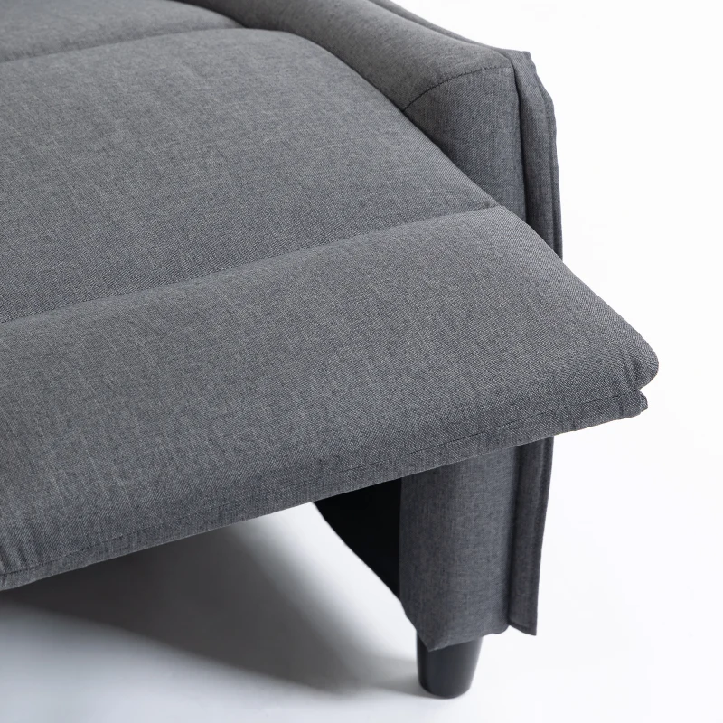 HOMCOM Sillón de Masaje Reclinable con Reposapiés 2 Zonas de Masaje Asiento de Muelles Bolsillos Tapizado en Lino Gris