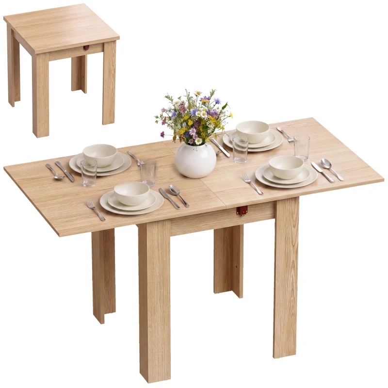HOMCOM Klapp-Esstisch für 4 Personen, für Wohnzimmer, Esszimmer, 140x70x77 cm, Eiche