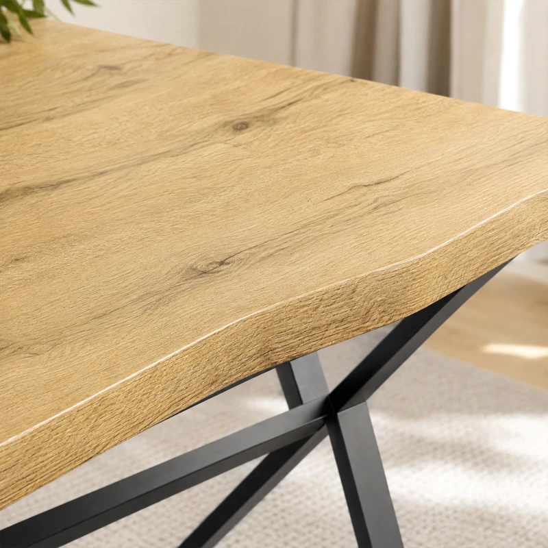 HOMCOM Mesa de Comedor para 2 Personas, Mesa de Cocina, Estilo Moderno con Tablero Grueso, 110 x 67 x 75,5 cm, Negro y Roble