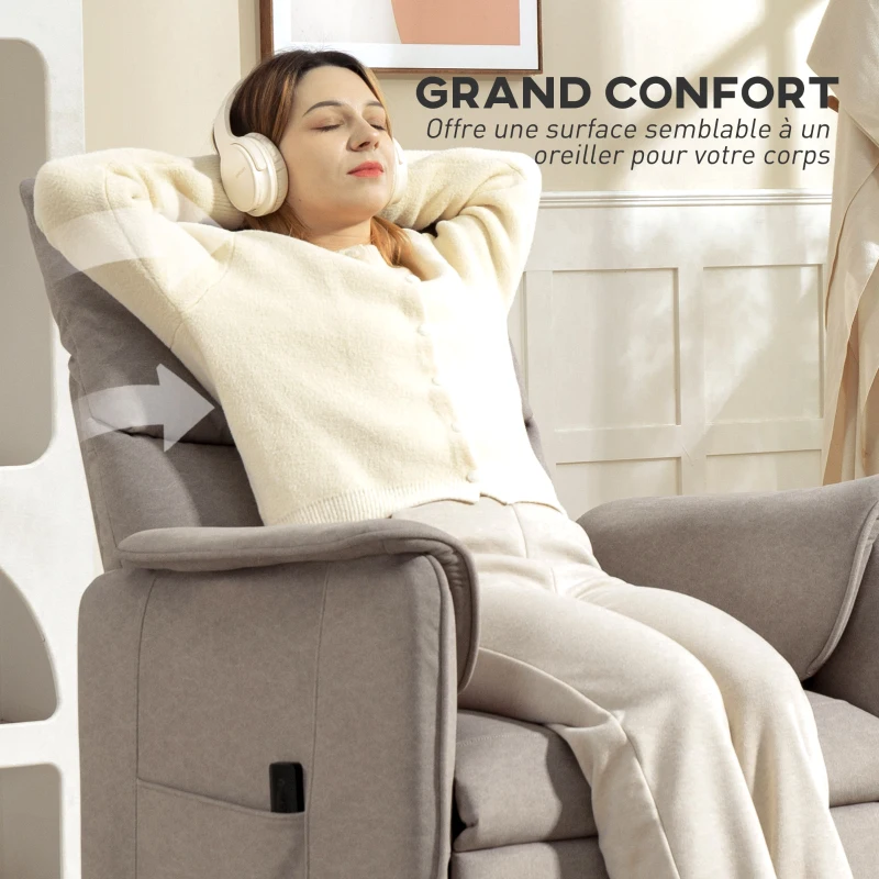 HOMCOM Fauteuil relax électrique avec fonction mémoire, repose-pieds rétractable, télécommande, marron