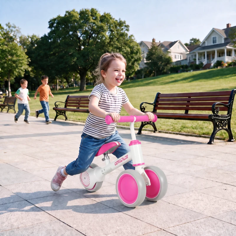 AIYAPLAY Bicicleta sin Pedales Limitado a 135° Asiento Ajustable Ruedas Traseras con Luces para Niños y Niñas de 1 a 2 Años Rosa