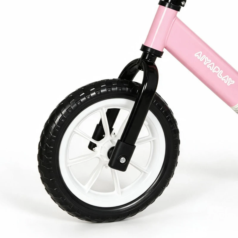 AIYAPLAY 11.2" Balance Bike for 2-5 Years, Toddler Bike with Lighting Wheels, Adjustable Seat & Handlebar, 360° Steering, Pink