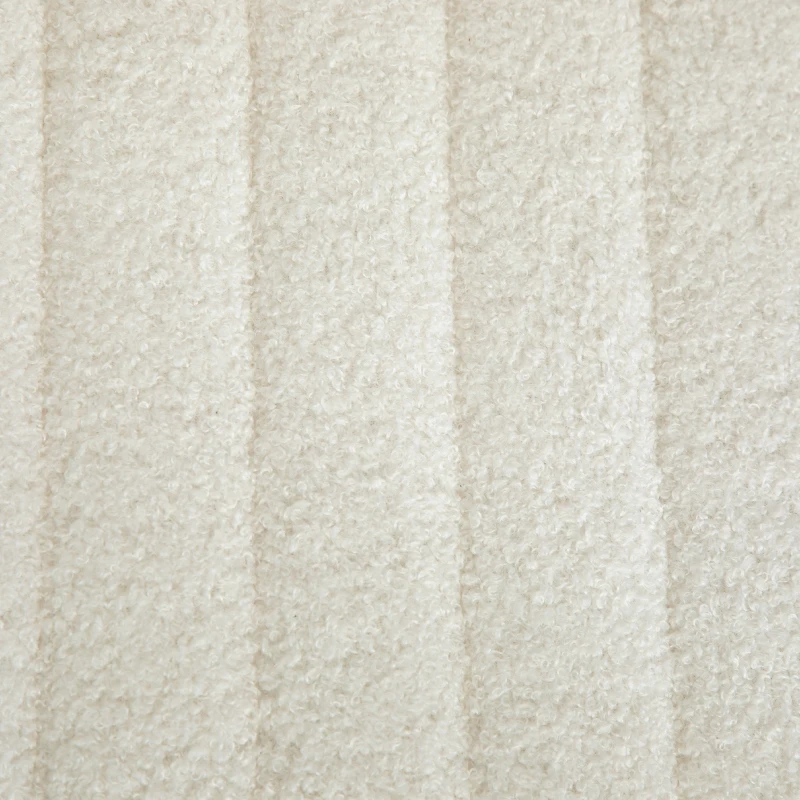 HOMCOM Banc bout de lit banquette en tissu bouclette blanc avec pieds épingle en métal noir 118,5l x 46P x 49,5H cm crème
