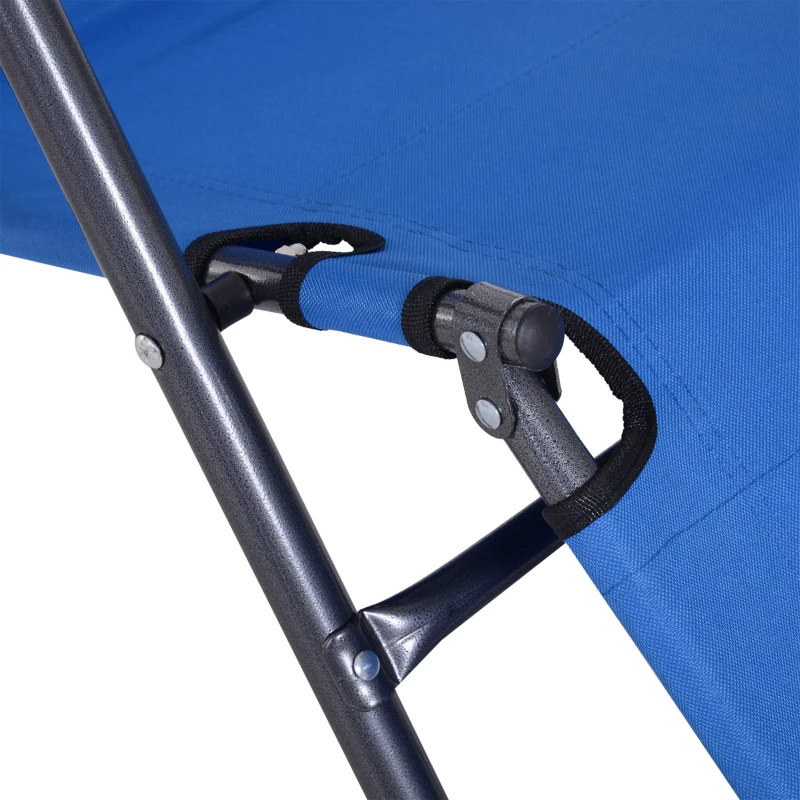 Outsunny 2 in 1 Folding Sun Lounger Reclining Garden Chair Set of 2 with 2-Level Adjustable Backrest, Outdoor Zero Gravity Recliner Garden Chairs with Head Pillow and Armrests, Blue