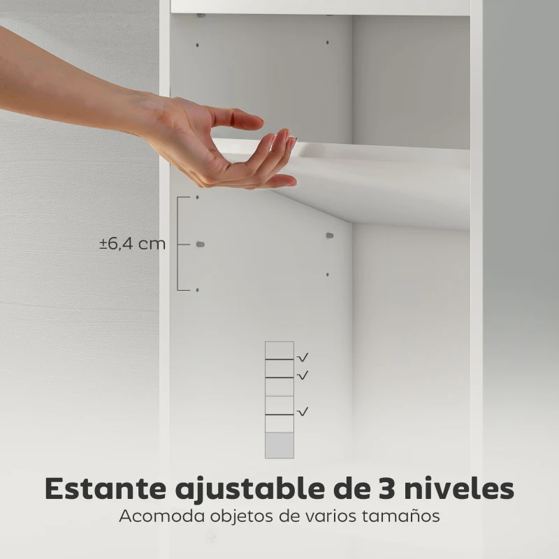 HOMCOM Librería de 5 Niveles Estantería para Libros Moderna con Estantes Abiertos y Puerta 40x30x156 cm Blanco