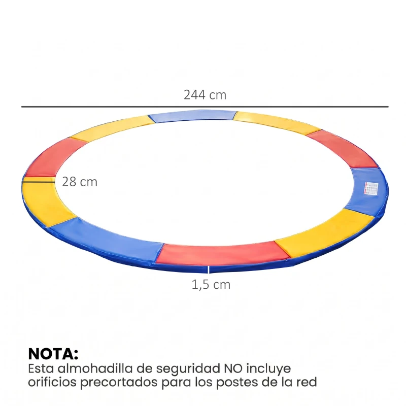 HOMCOM Cubierta de Protección Acolchada para Cama Elástica Borde de Seguridad para Trampolines con Diámetro Ø244 cm Multicolor