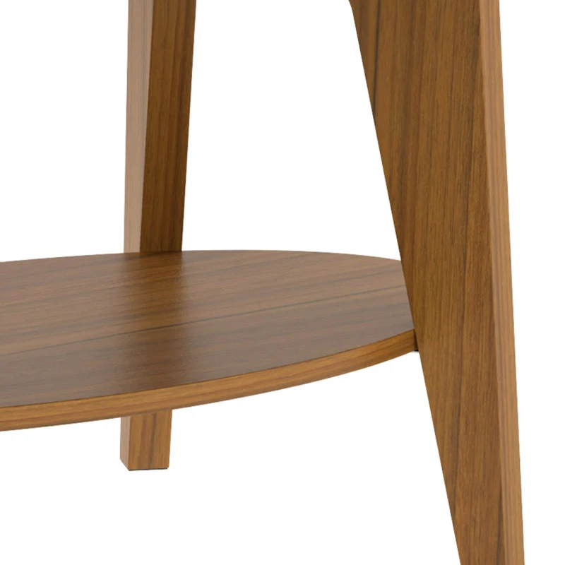 HOMCOM Mesa de Centro Oval de 2 Níveis Mesa de Sala Moderna com Prateleira Inferior Aberta 80x50x45 cm Carvalho