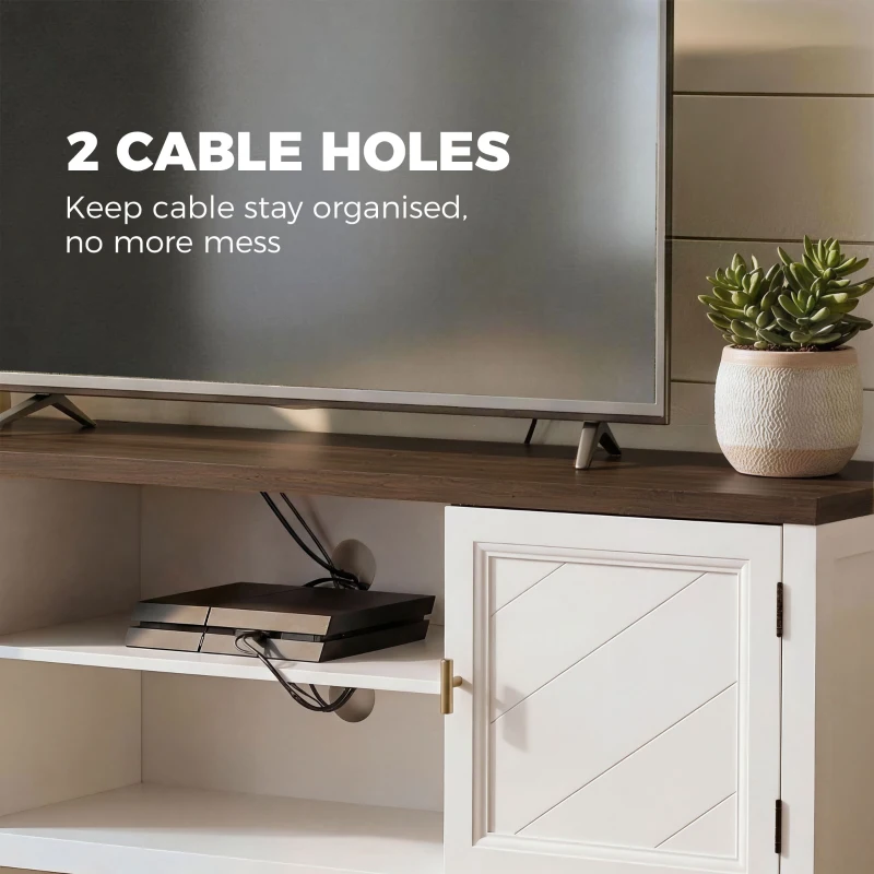 HOMCOM TV Unit for TVs up to 42 Inch, Farmhouse Entertainment Centre with 2 Open Shelves, 2 Cabinets and Thick Top