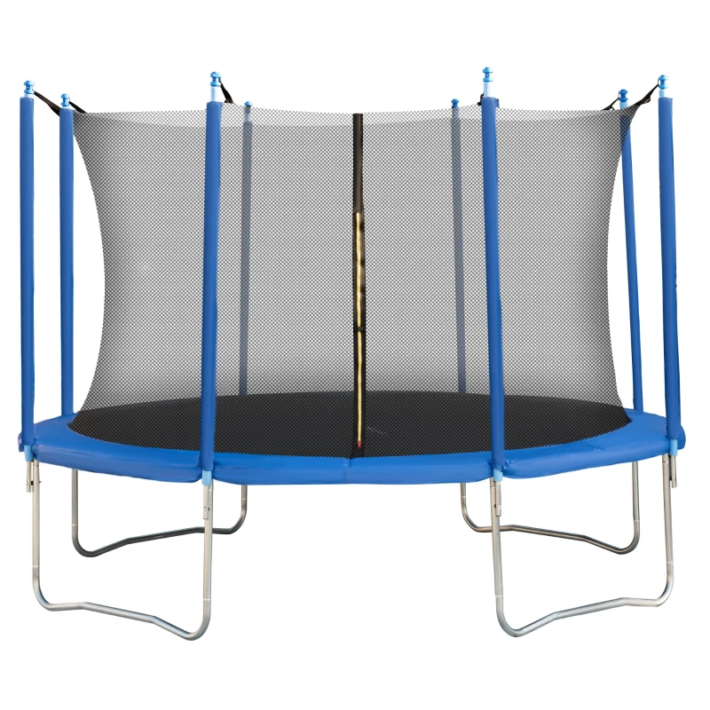 HOMCOM Tappeto Elastico per Bambini e Adulti con Rete e Bordo Imbottito, Trampolino da Giardino, Φ366x275cm, Blu e Nero